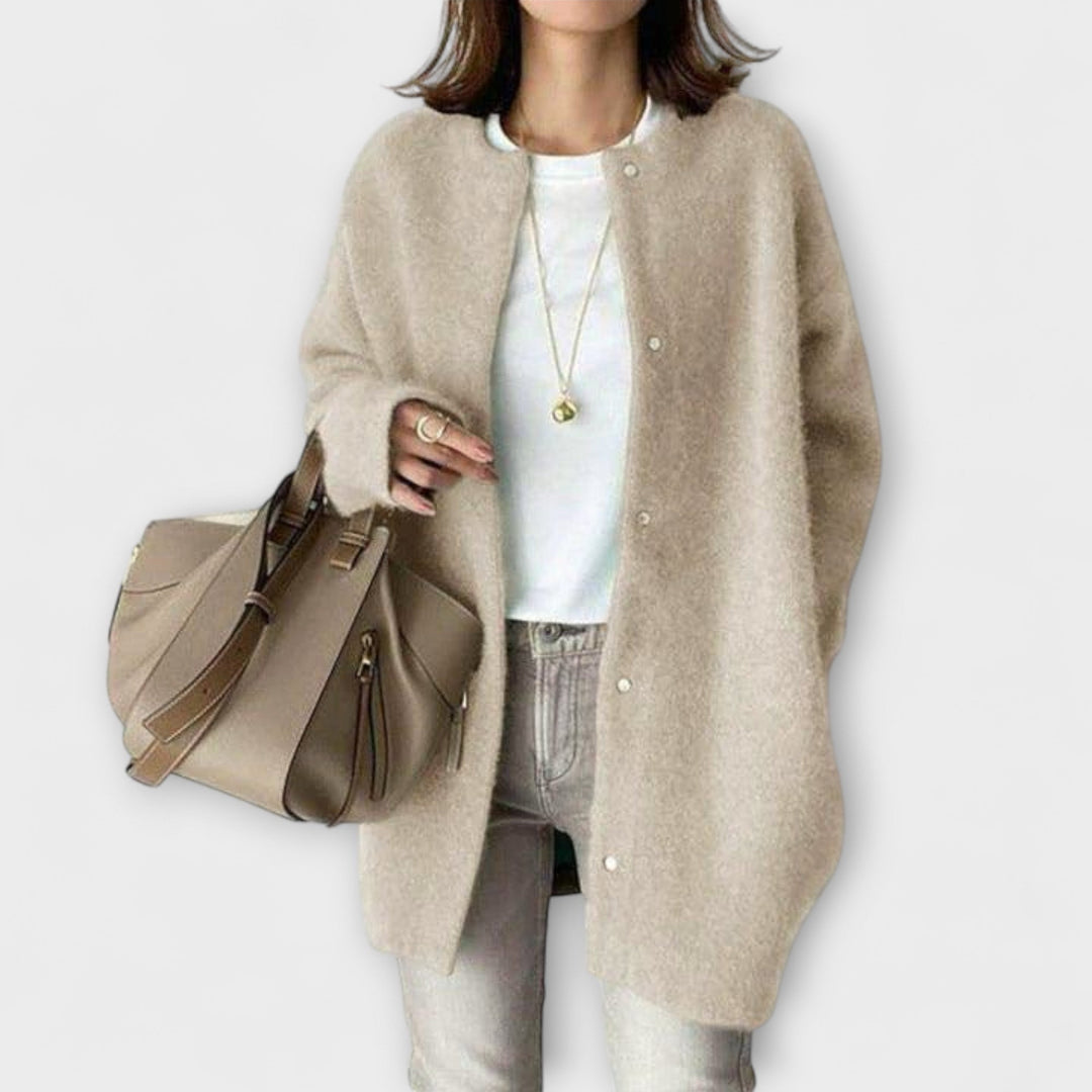 Nolisse | Women's Fluffy Knit Button-Up Relaxed Cardigan Jacket