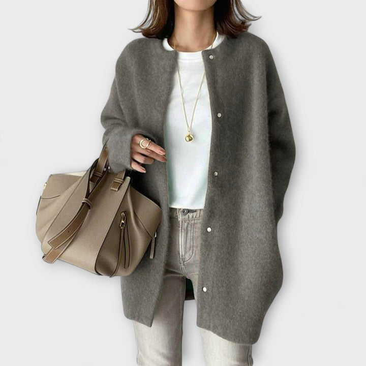 Nolisse | Women's Fluffy Knit Button-Up Relaxed Cardigan Jacket