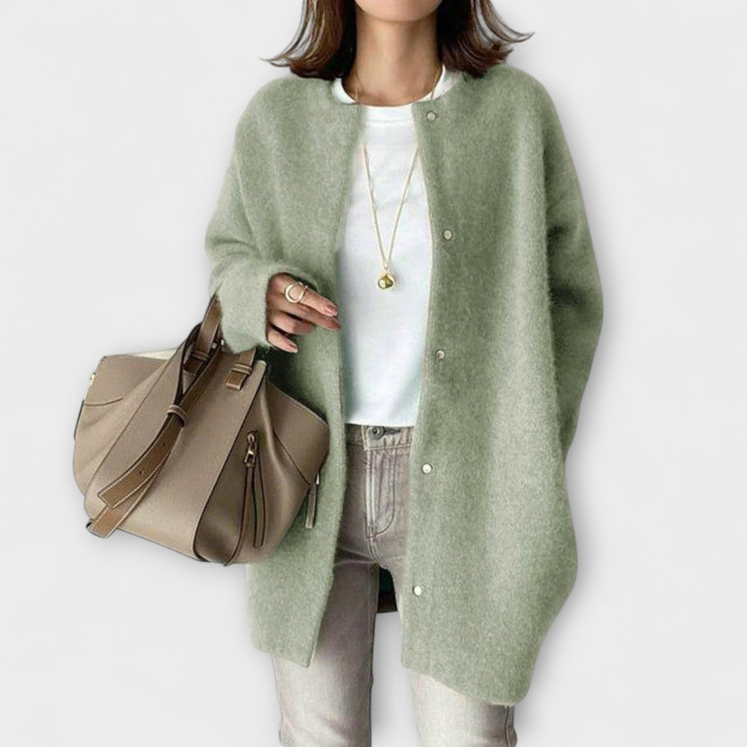Nolisse | Women's Fluffy Knit Button-Up Relaxed Cardigan Jacket