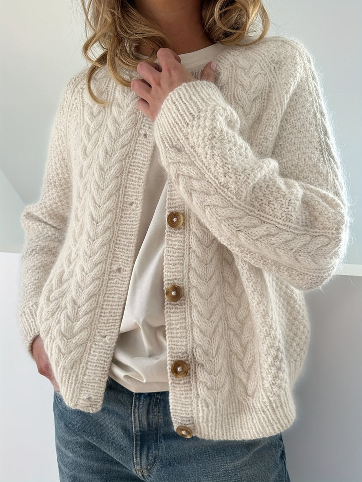 Persephone | Women's Chic Cable Knit Button Cardigan