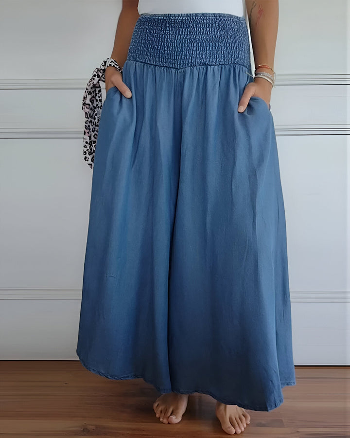 Odette | Women's Smocked Elastic-Waist Wide-Leg Pants