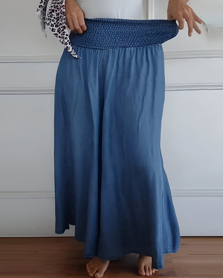 Odette | Women's Smocked Elastic-Waist Wide-Leg Pants
