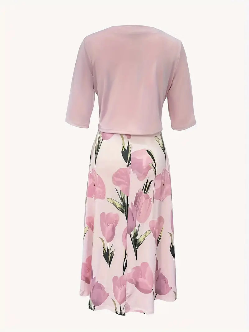 Ysara | Women's Floral Maxi Dress & Jacket Set