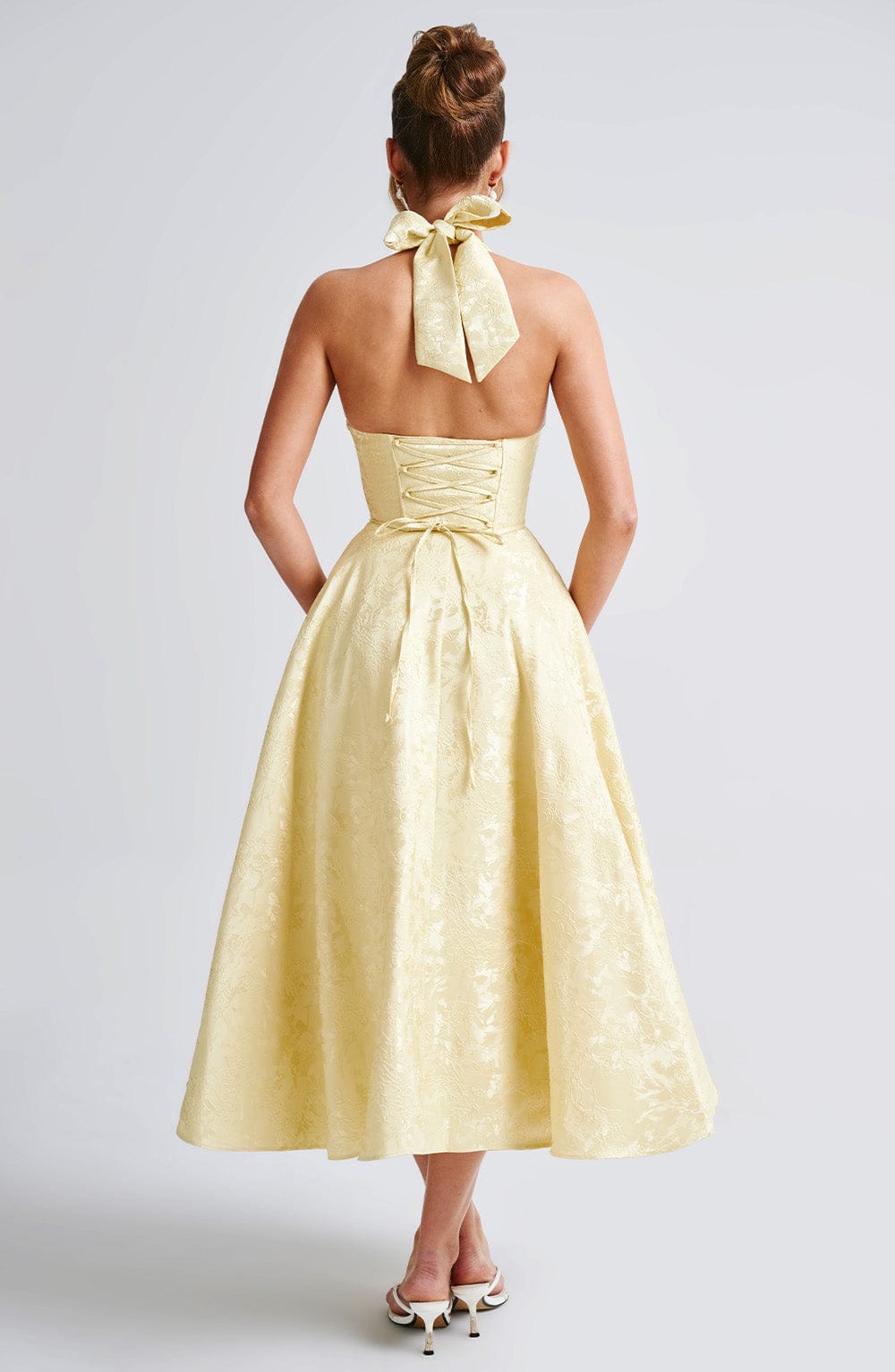 Solyra | Women's Halter Neck Flared Midi Dress