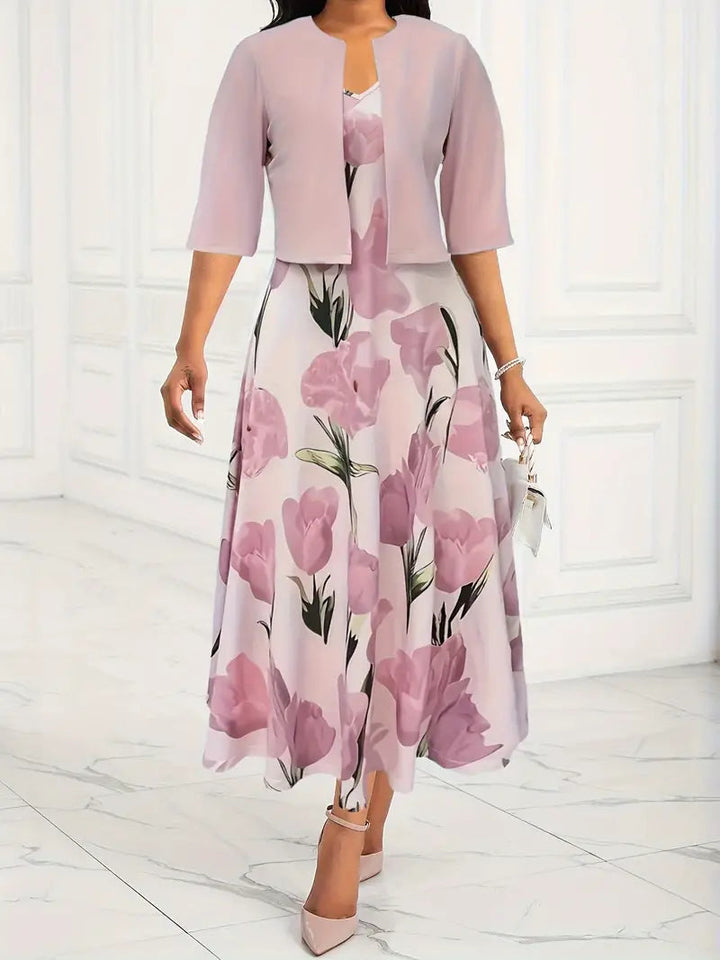 Ysara | Women's Floral Maxi Dress & Jacket Set