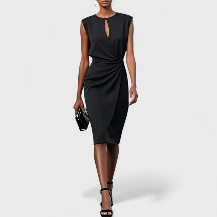 Ulyana | Women's Elegant Keyhole Ruched Midi Dress