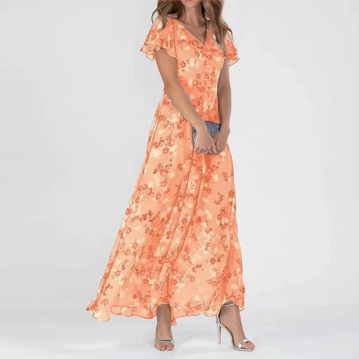 Calloway | Women's Floral Ruffle-Sleeve Wrap Maxi Dress