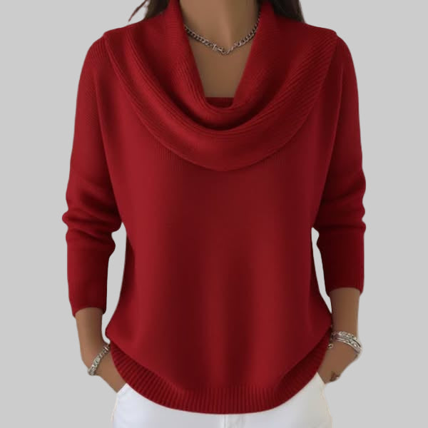 Vaelisse | Women's Draped Cowl Neck Knit Sweater