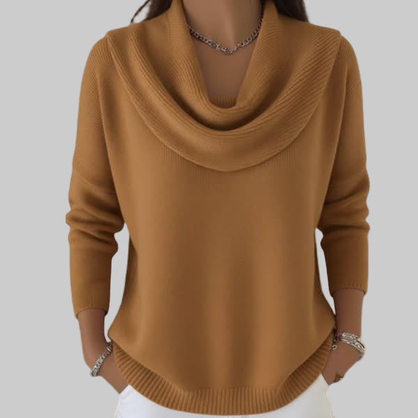 Vaelisse | Women's Draped Cowl Neck Knit Sweater