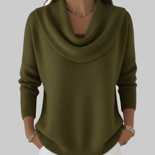 Vaelisse | Women's Draped Cowl Neck Knit Sweater