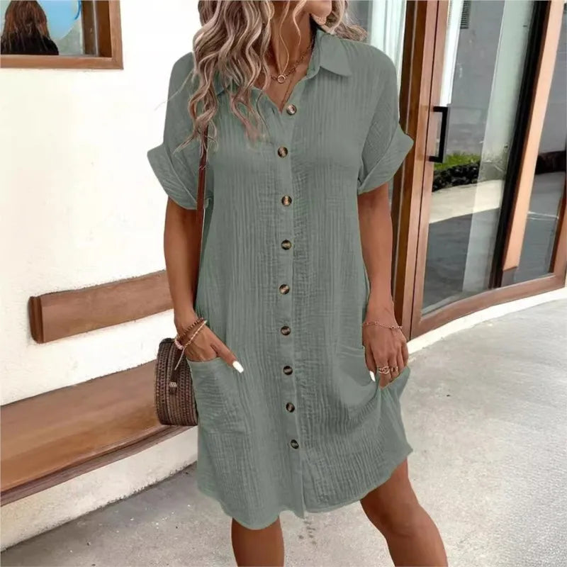 Ingrid | Women's Casual Button-Down Shirt Dress