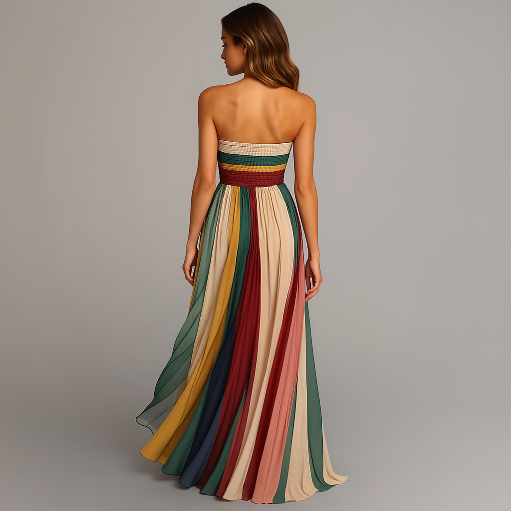 Kaelora | Women's Strapless Pleated Maxi Dress