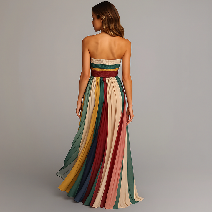 Kaelora | Women's Strapless Pleated Maxi Dress