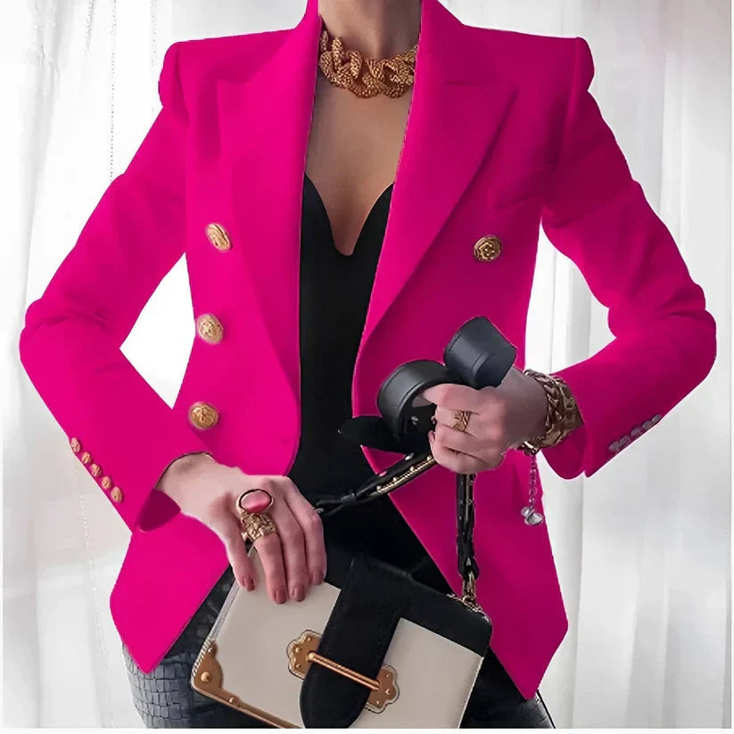 Yvressa | Women's Double Breasted Gold Button Blazer