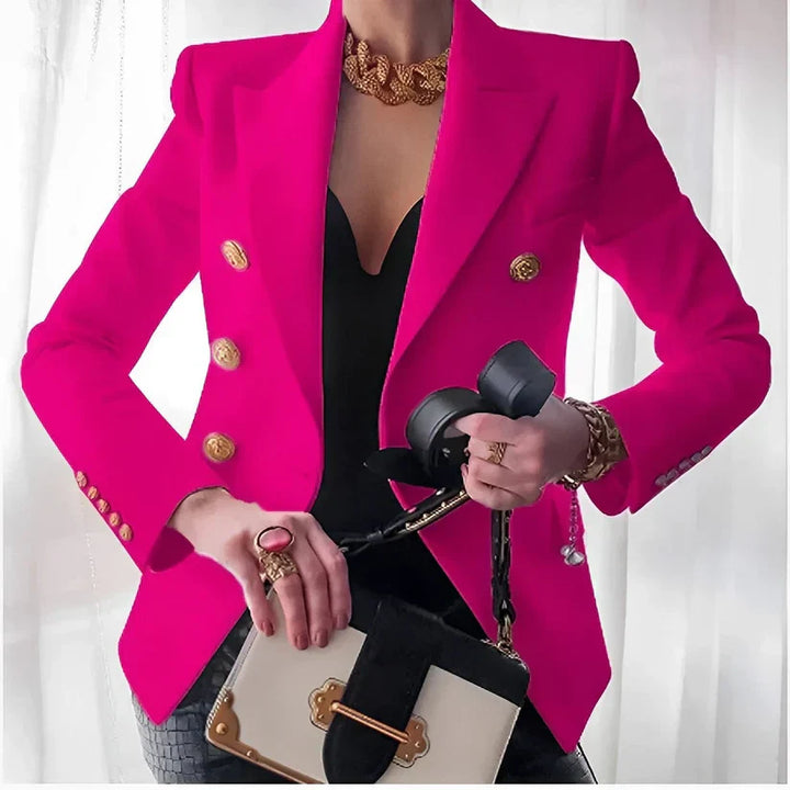 Yvressa | Women's Double Breasted Gold Button Blazer