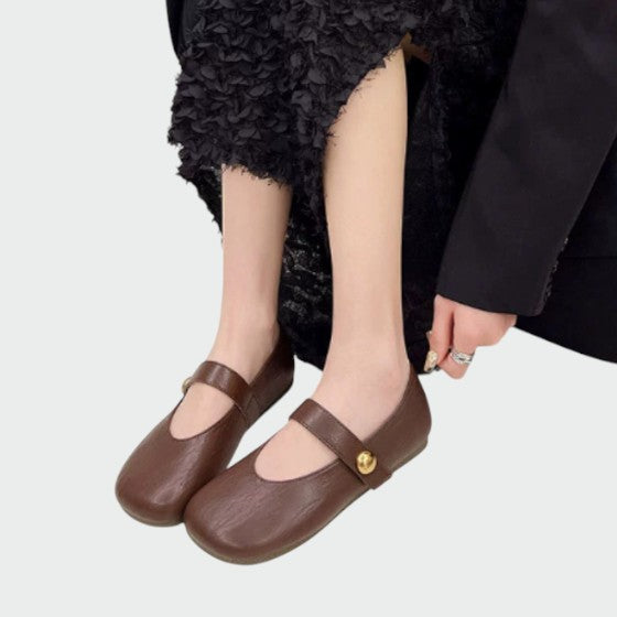 Orlisse | Women's Round Toe Strap Button Mary Jane Shoes