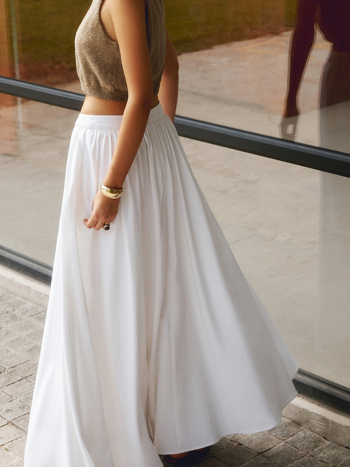 Nathalie | Women's High-Waist Pleated Pocket Maxi Skirt