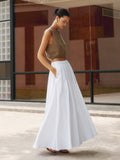 Nathalie | Women's High-Waist Pleated Pocket Maxi Skirt
