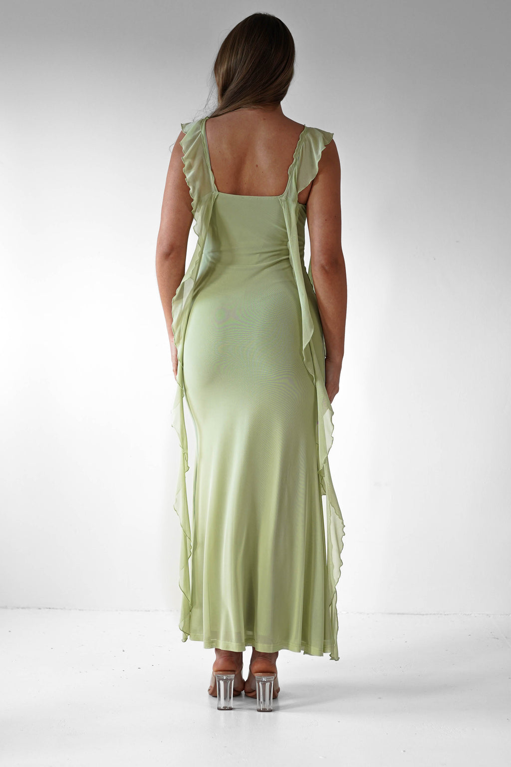 Virel | Women's Elegant Ruffle Strap Maxi Prom Dress