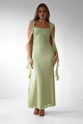 Virel | Women's Elegant Ruffle Strap Maxi Prom Dress