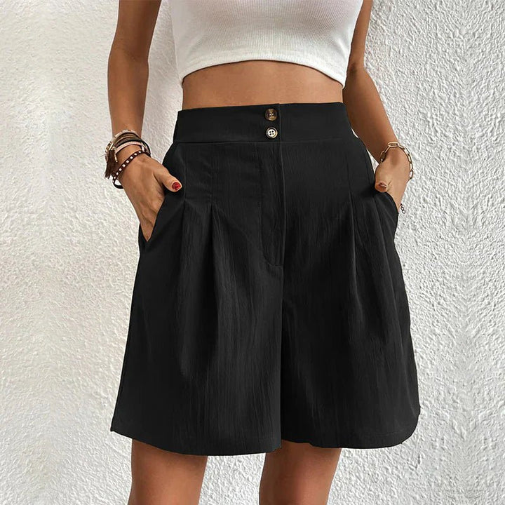 Rosamund | Women's High-Waist Pleated Wide-Leg Shorts