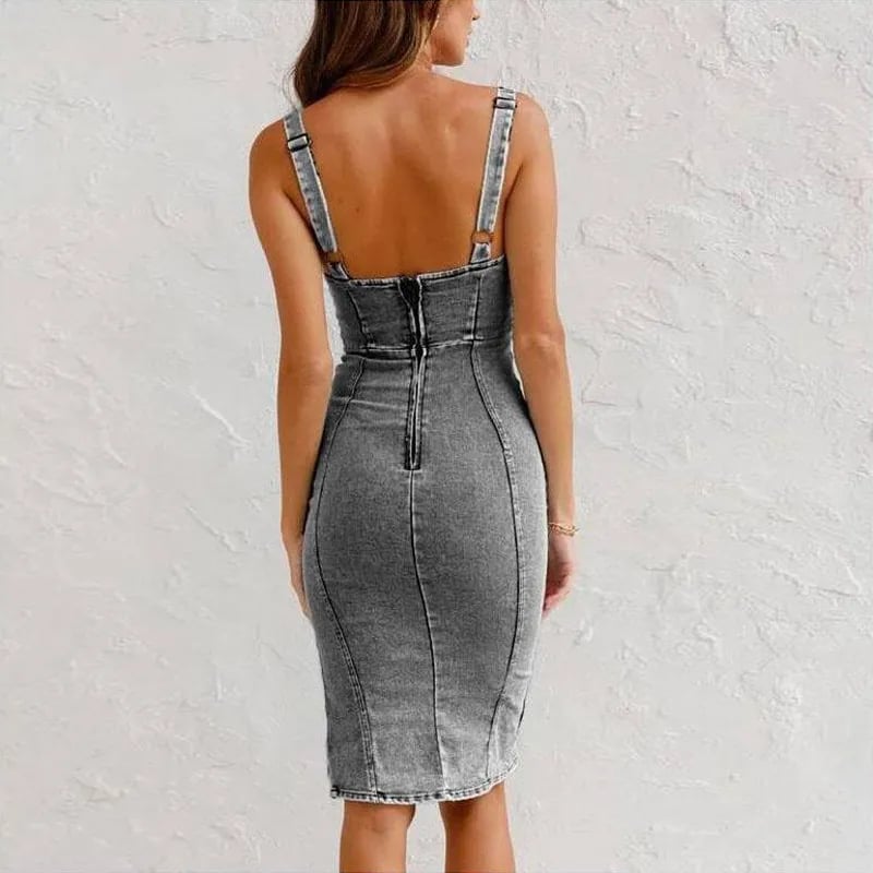 Zinnia | Women's Bodycon Denim Midi Dress