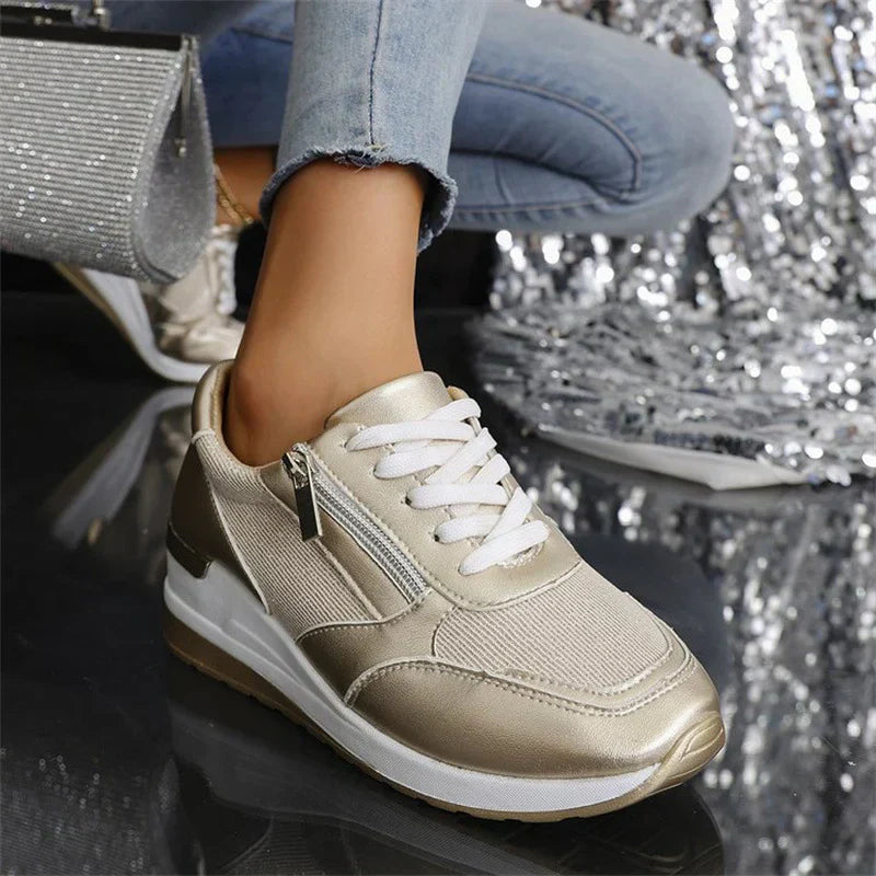 Sorellea | Women's Side Zip Wedge Orthopedic Sneakers