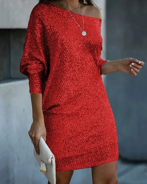 Edwina | Women's Sequin One-Shoulder Mini Dress