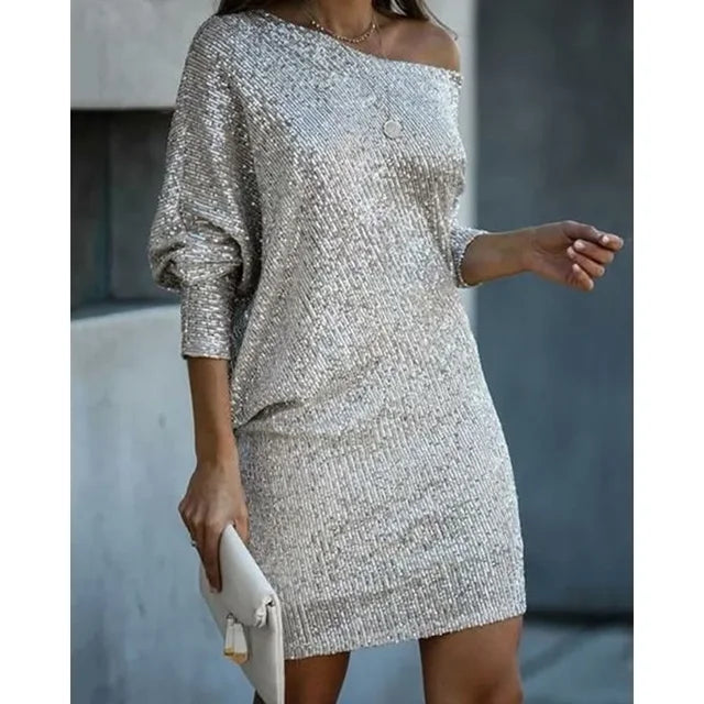 Edwina | Women's Sequin One-Shoulder Mini Dress