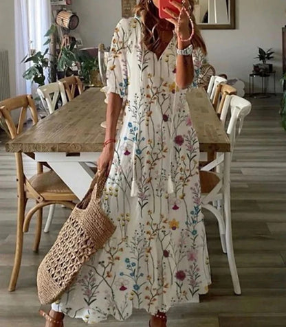 Celestine | Women's Boho Print Tummy Coverage Maxi Dress