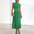 Yareli | Women's Elegant Mock-Neck Cutout Midi Dress