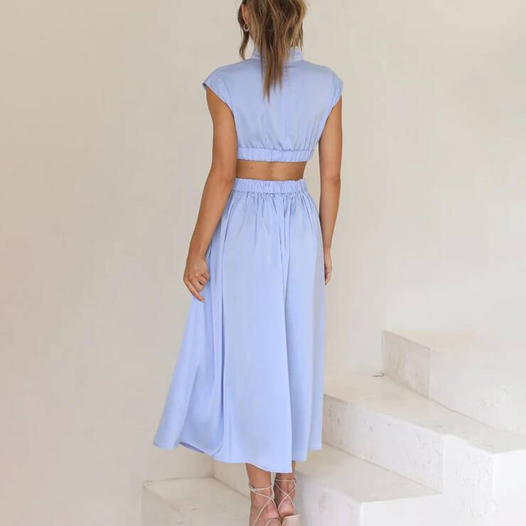 Yareli | Women's Elegant Mock-Neck Cutout Midi Dress
