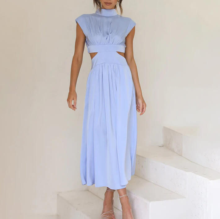 Yareli | Women's Elegant Mock-Neck Cutout Midi Dress