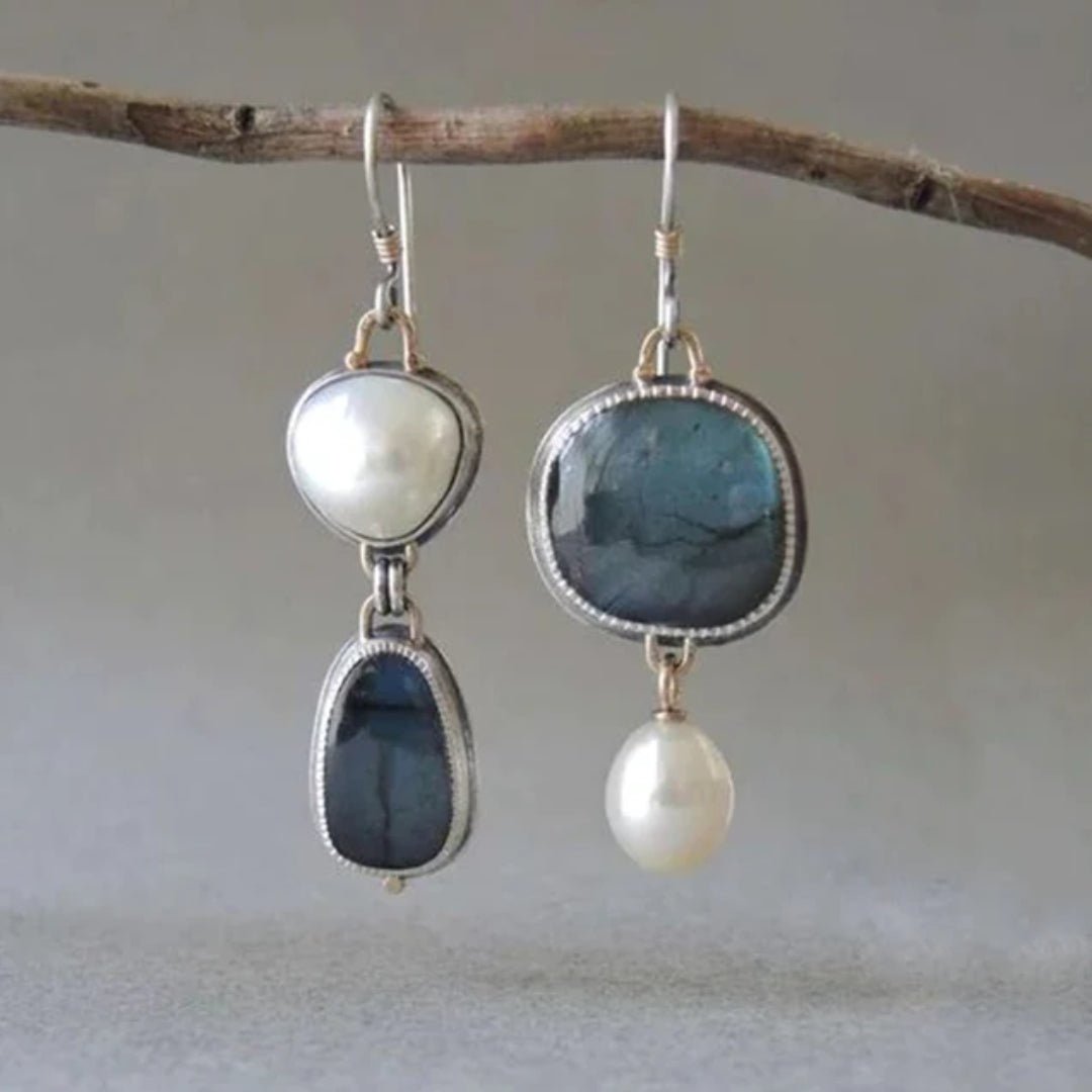 Elyndra | Women's Vintage Gem & Pearl Drop Earrings