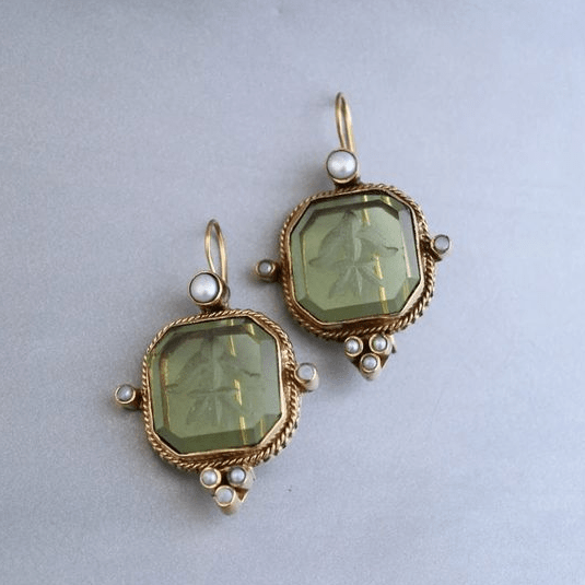 Velka | Women's Vintage Gem & Pearl Drop Earrings