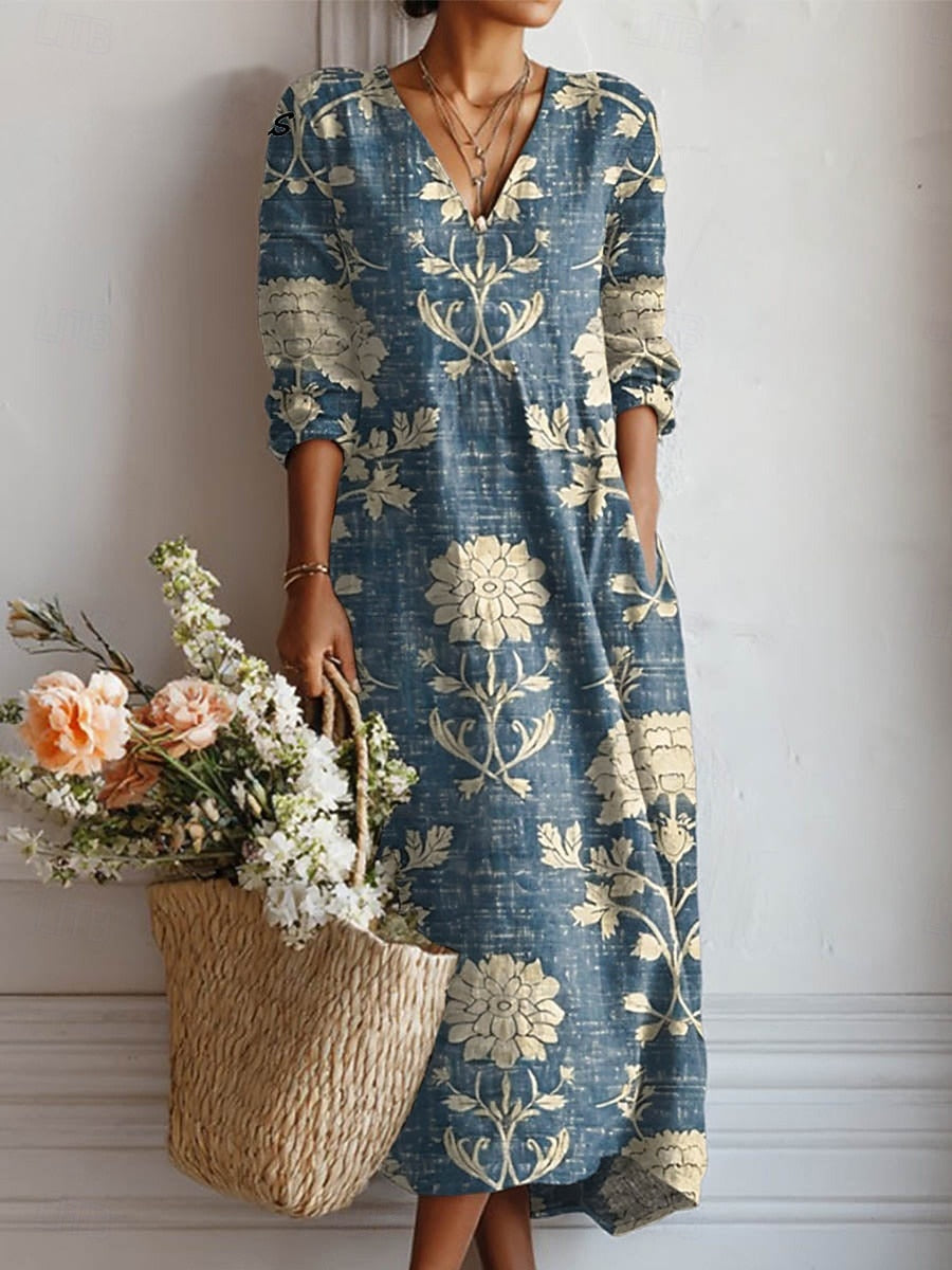 Selmira | Women's Floral Print Relaxed Midi Dress